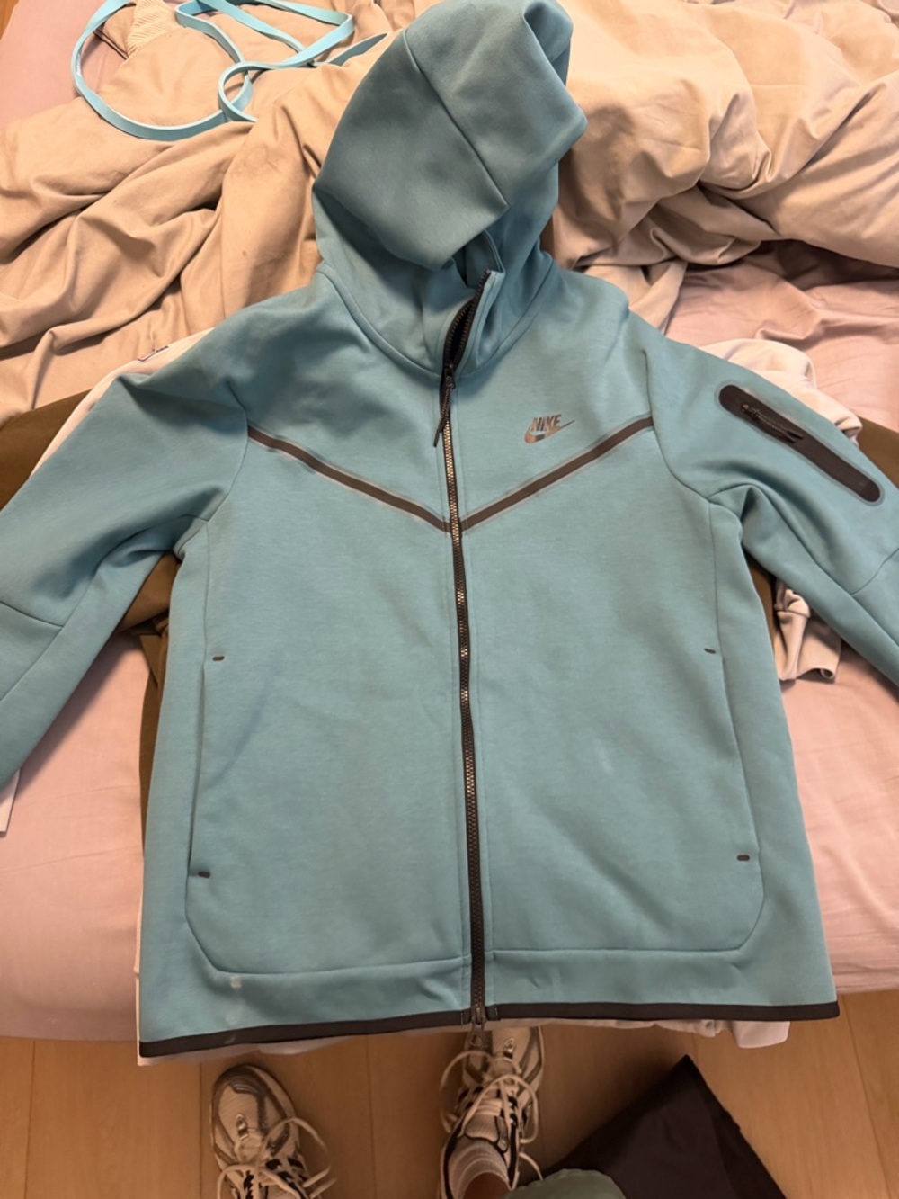 Nike Aqua Blue Full‑Zip Hoodie with Hood